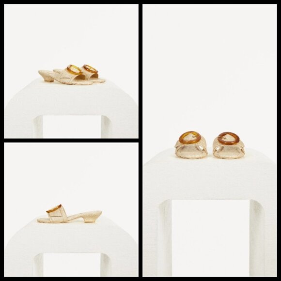 💕CULT GAIA💕 Nelly Sandal Tan Natural Raffia Open Toe Mule Low Heel 60s 39 NWT - Picture 4 of 16